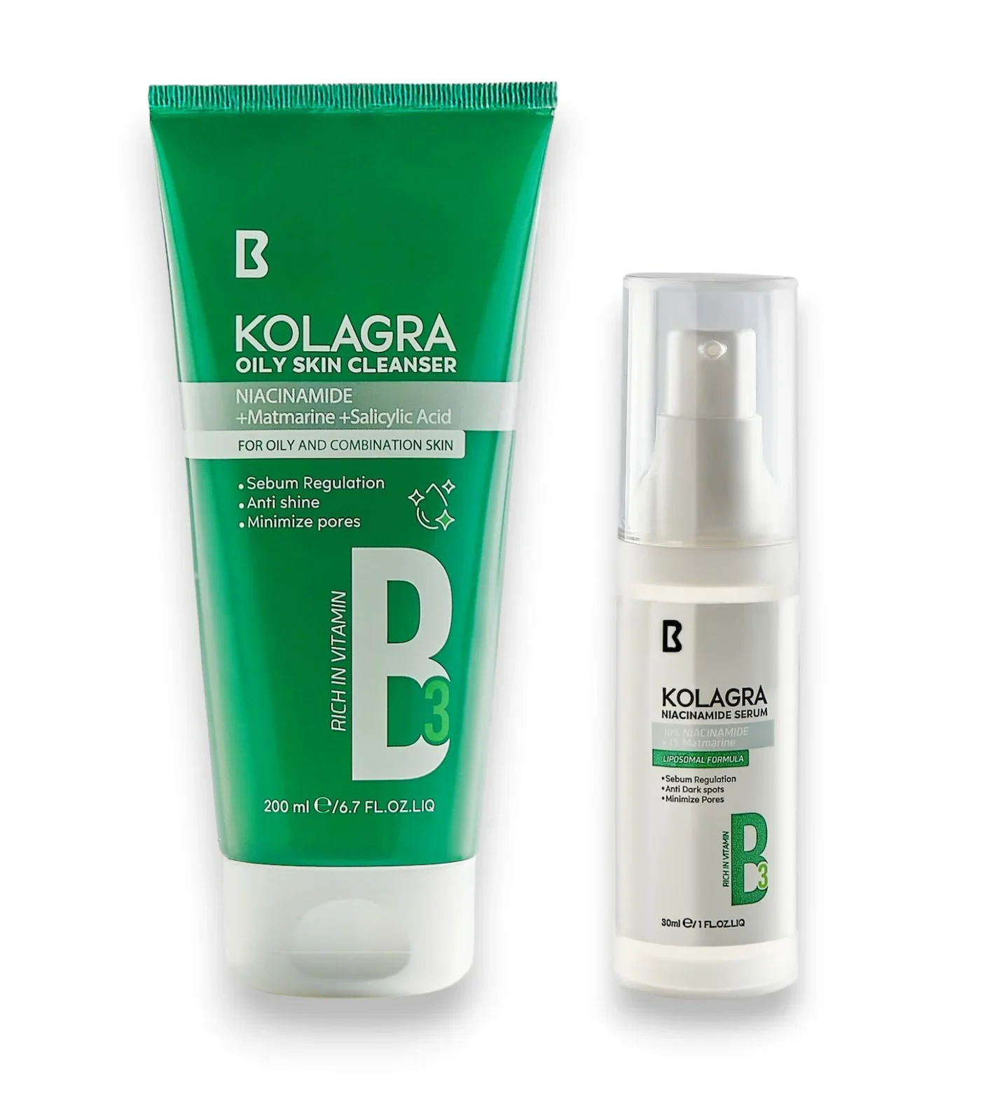 Kolagra Niacinamide Serum + Kolagra Cleanser for Oily Skin