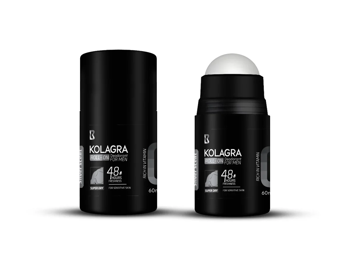 Kolagra Super Dry Roll-On Deodorant for Men – Silver Scent – ​​48-Hour Protection