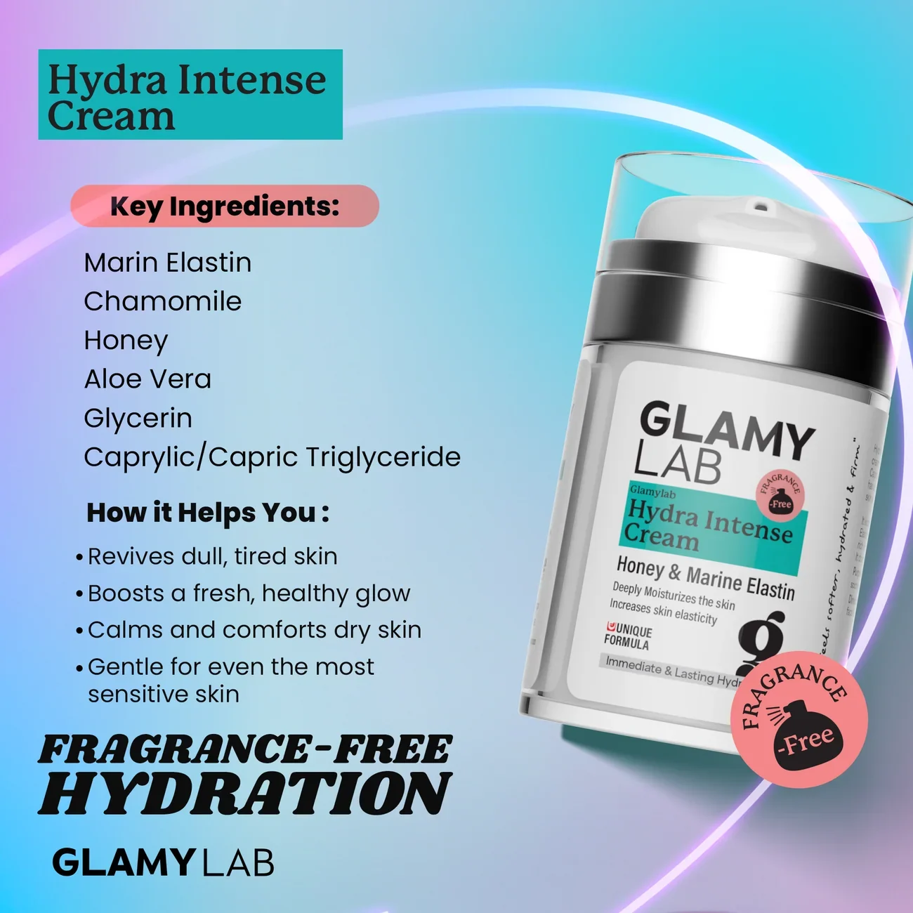 Glamy Lab Hydra Intense Cream Fragrance Free 100ml