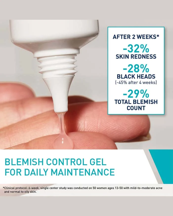 CeraVe Blemish Control Gel Facial Moisturiser For Acne & Blemishes with Glycolic Acid and Lactic Acid 40ml